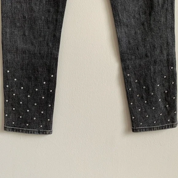Pilcro Ultra High Rise beaded Straight Leg Jeans Crystal studs